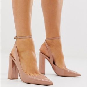 Beige High Block Heels
